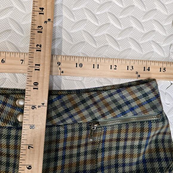 J Mclaughlin Yara Olive Plaid Pants Women 4 Straight Leg Crop Green Blue Stretch - Picture 11 of 12